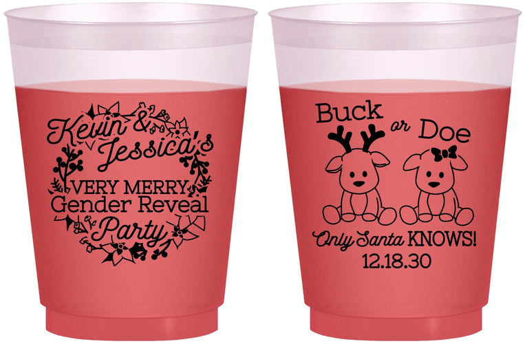 Custom Baby Shower 16 oz Color Changing Frosted Cups - Christmas Gender Reveal | 90193