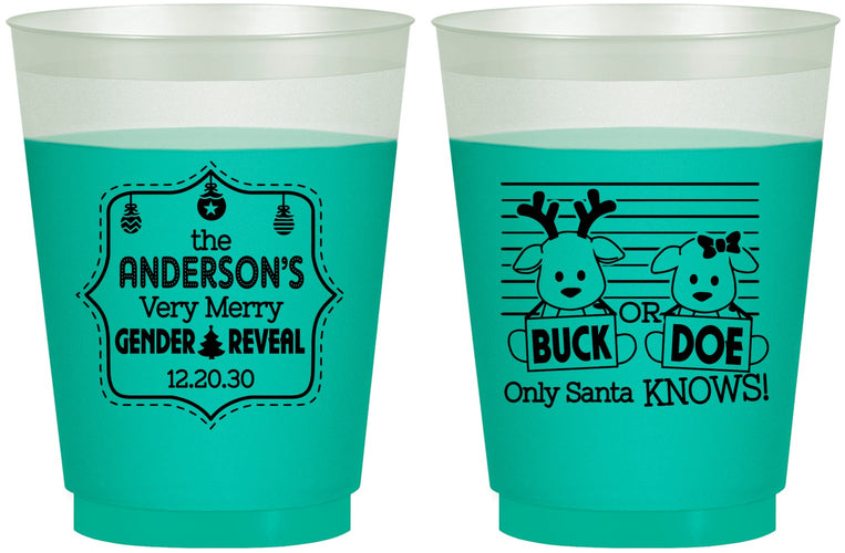 Custom Baby Shower 16 oz Color Changing Frosted Cups - Christmas Gender Reveal | 90194