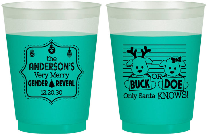 Custom Baby Shower 16 oz Color Changing Frosted Cups - Christmas Gender Reveal | 90194