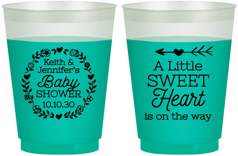 Custom Baby Shower 16 oz Color Changing Frosted Cups - Little Sweet Heart | 90195