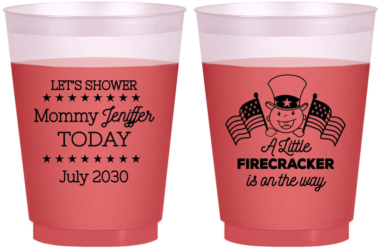 Custom Baby Shower 16 oz Color Changing Frosted Cups - Little Firecracker | 90198