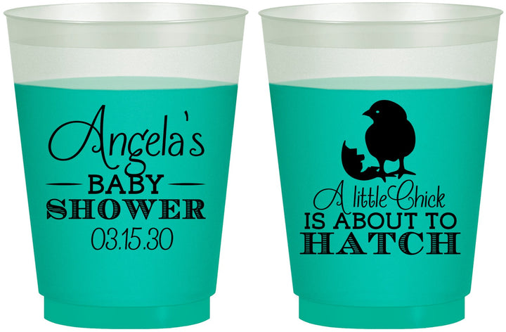 Custom Baby Shower 16 oz Color Changing Frosted Cups - Chick About To Hatch | 90199