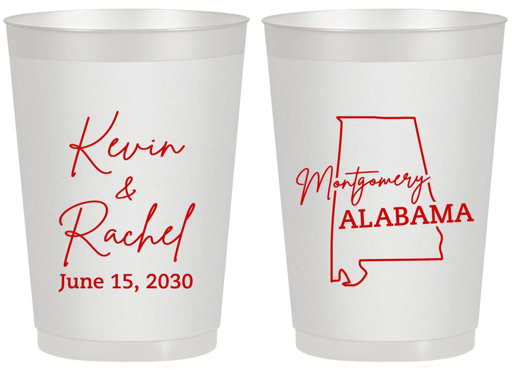 Personalized Wedding 20 oz Frosted Cups - Alabama | 100