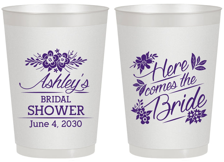 Personalized Bridal Shower 20 oz Frosted Cups - Here Comes The Bride | 100000