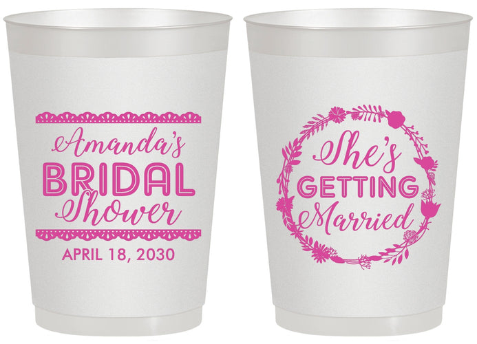 Personalized Bridal Shower 20 oz Frosted Cups - She's Getting Married | 100003