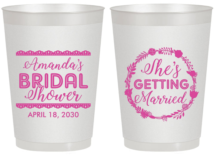 Personalized Bridal Shower 20 oz Frosted Cups - She's Getting Married | 100003