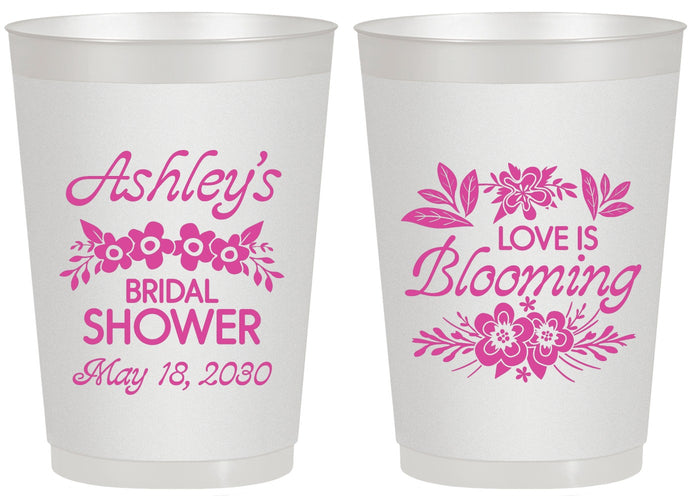 Personalized Bridal Shower 20 oz Frosted Cups - Love Is Blooming | 100007
