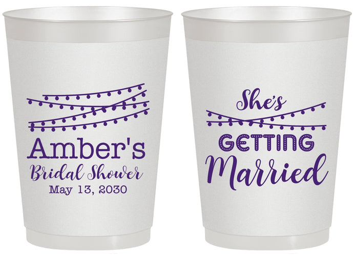 Personalized Bridal Shower 20 oz Frosted Cups - She's Getting Married | 100008