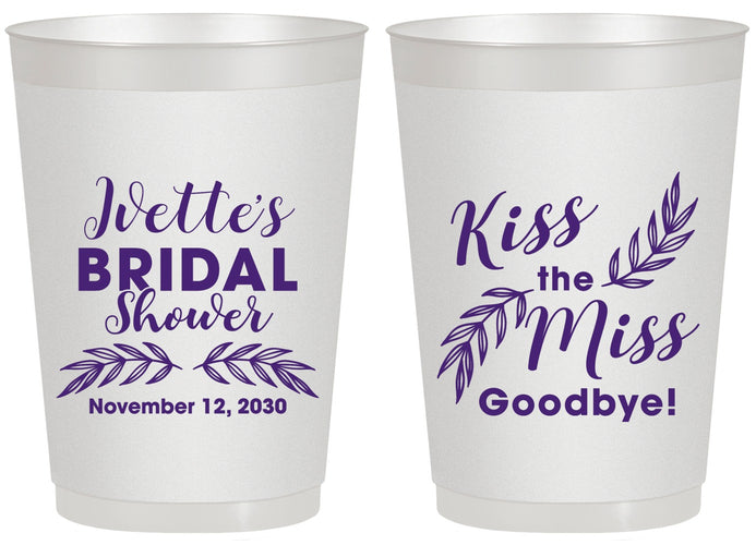 Personalized Bridal Shower 20 oz Frosted Cups - Kiss The Miss Goodbye | 100010