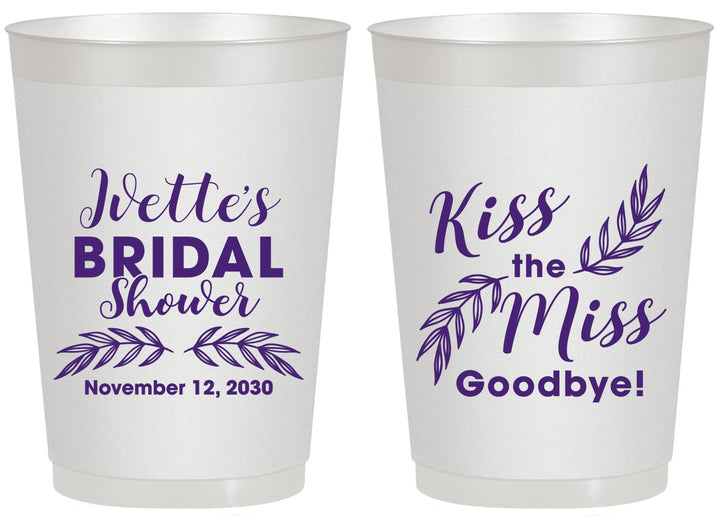 Personalized Bridal Shower 20 oz Frosted Cups - Kiss The Miss Goodbye | 100010