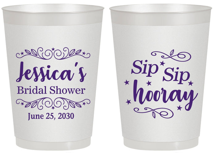 Personalized Bridal Shower 20 oz Frosted Cups - Sip Sip Hooray | 100016