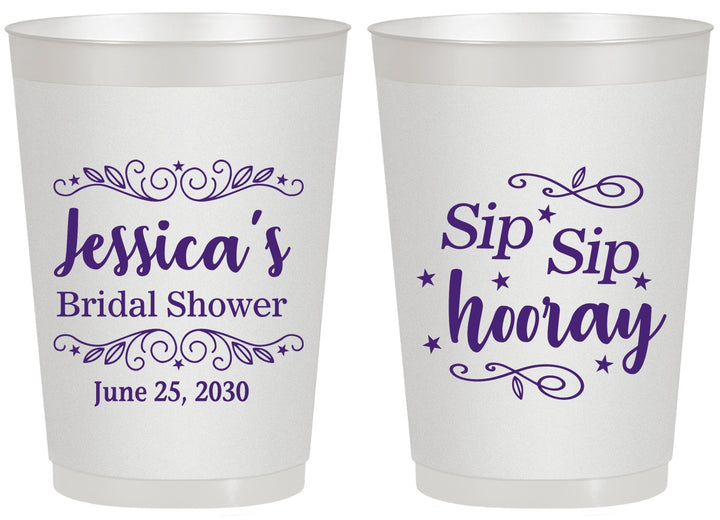 Personalized Bridal Shower 20 oz Frosted Cups - Sip Sip Hooray | 100016