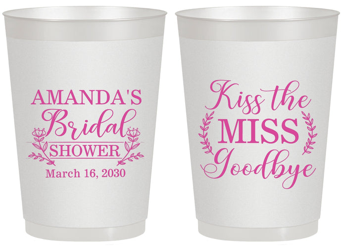Personalized Bridal Shower 20 oz Frosted Cups - Kiss The Miss Goodbye | 100017