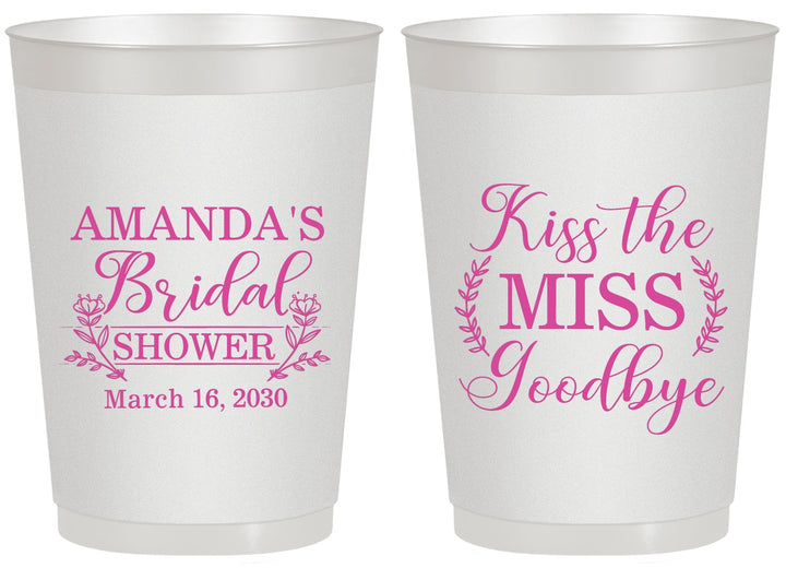 Personalized Bridal Shower 20 oz Frosted Cups - Kiss The Miss Goodbye | 100017