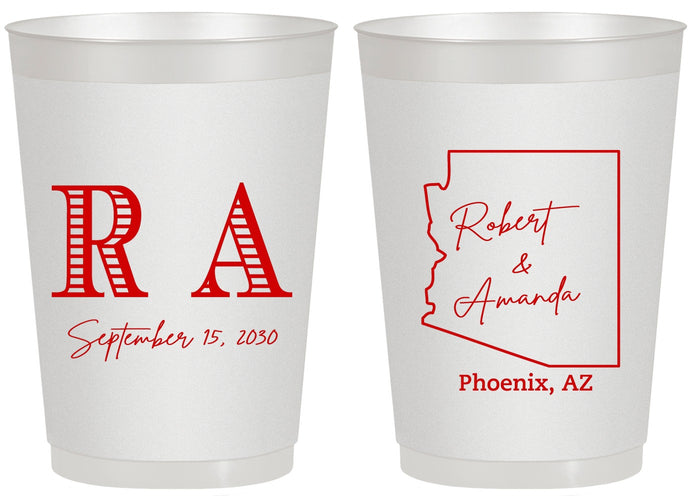Personalized Wedding 20 oz Frosted Cups - Arizona | 102