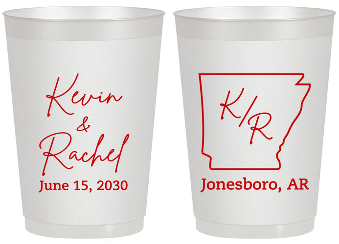 Personalized Wedding 20 oz Frosted Cups - Arkansas | 103