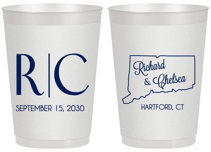 Personalized Wedding 20 oz Frosted Cups - Connecticut | 106
