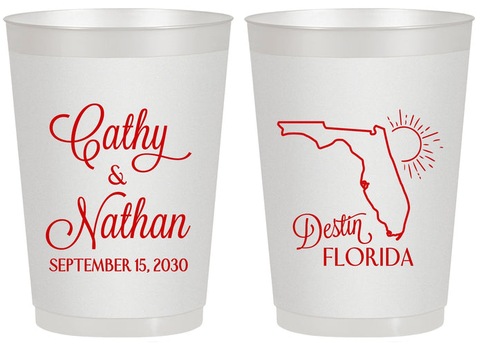 Personalized Wedding 20 oz Frosted Cups - Florida | 108