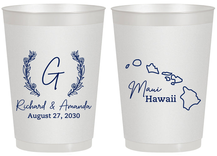 Personalized Wedding 20 oz Frosted Cups - Hawaii | 110
