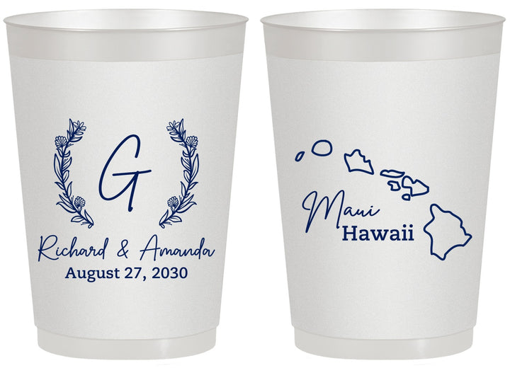Personalized Wedding 20 oz Frosted Cups - Hawaii | 110