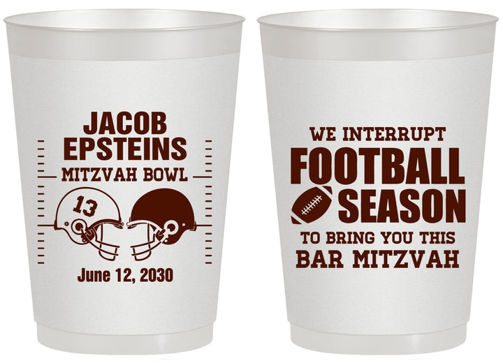 Personalized Bar Mitzvah 20 oz Frosted Cups - 13th Birthday Football | 110003