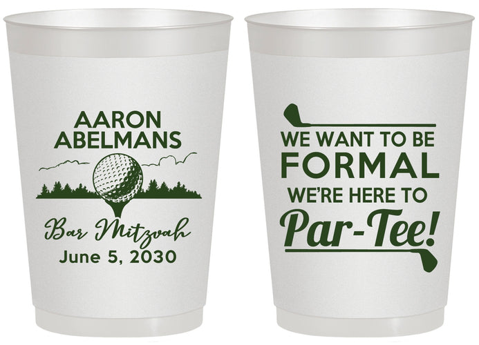 Personalized Bar Mitzvah 20 oz Frosted Cups - 13th Birthday Golf | 110010