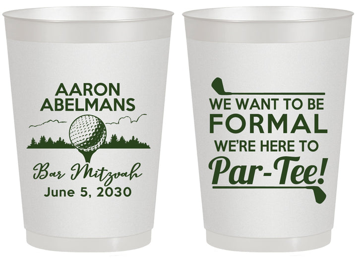 Personalized Bar Mitzvah 20 oz Frosted Cups - 13th Birthday Golf | 110010