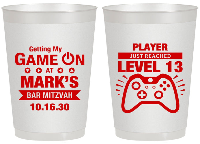 Personalized Bar Mitzvah 20 oz Frosted Cups - 13th Birthday Video Game | 110013