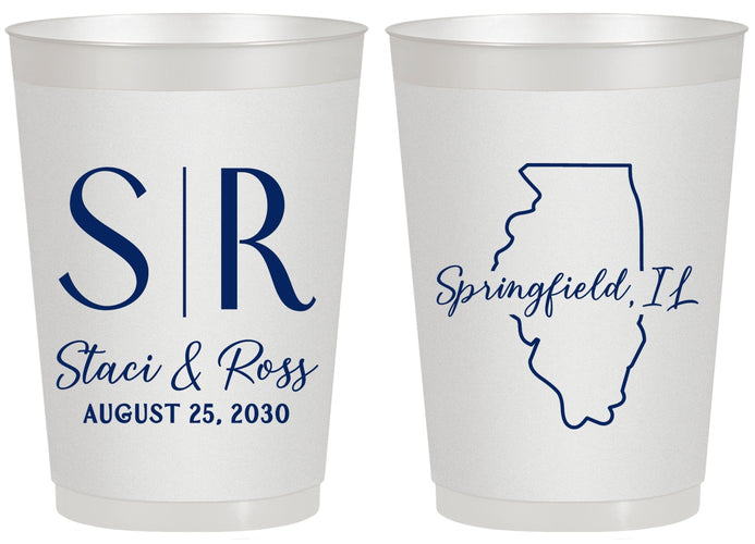 Personalized Wedding 20 oz Frosted Cups - Illinois | 112