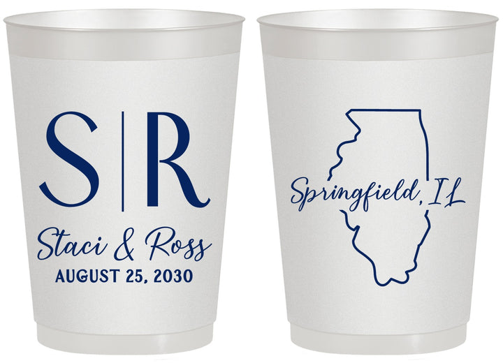 Personalized Wedding 20 oz Frosted Cups - Illinois | 112