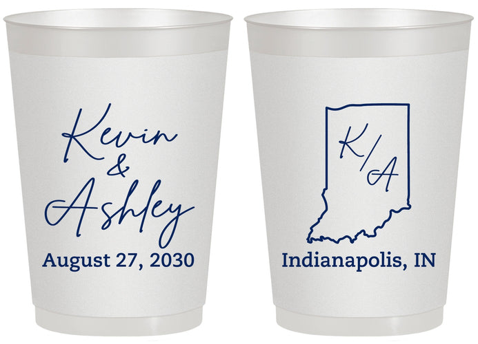 Personalized Wedding 20 oz Frosted Cups - Indiana | 113