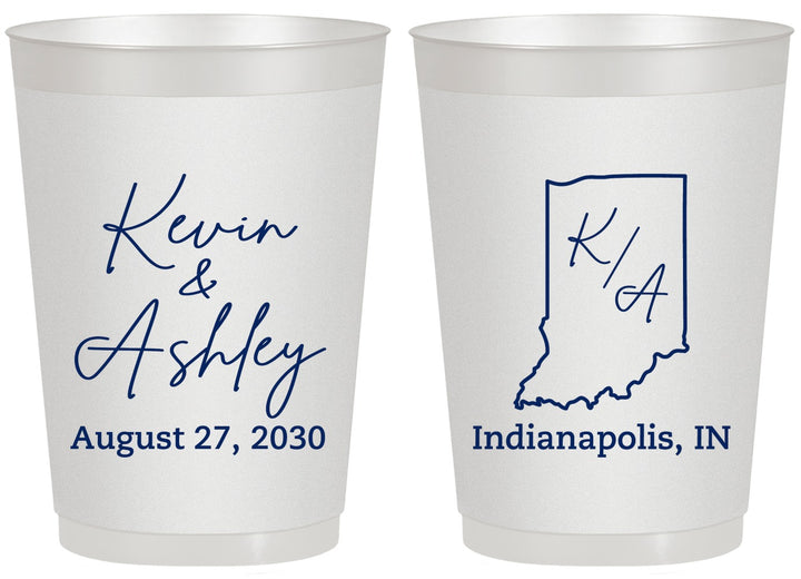 Personalized Wedding 20 oz Frosted Cups - Indiana | 113