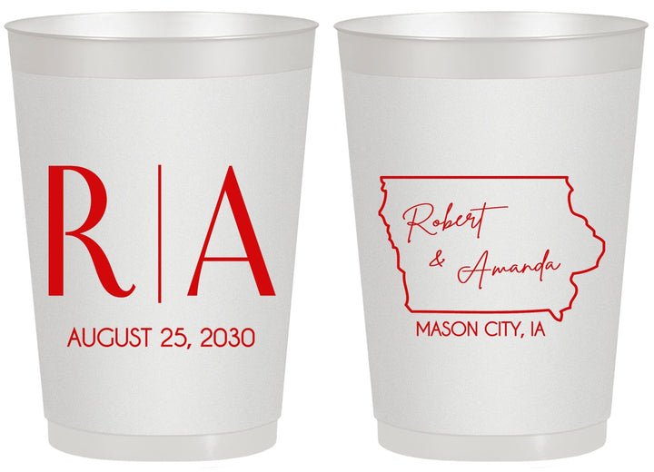 Personalized Wedding 20 oz Frosted Cups - Iowa | 114