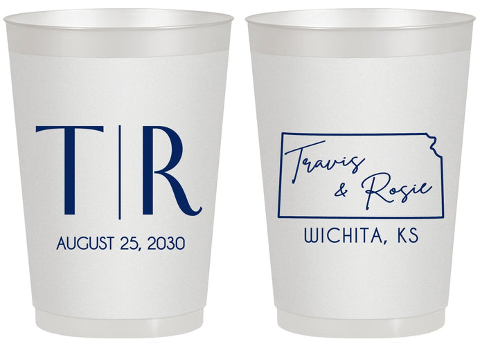 Personalized Wedding 20 oz Frosted Cups - Kansas | 115