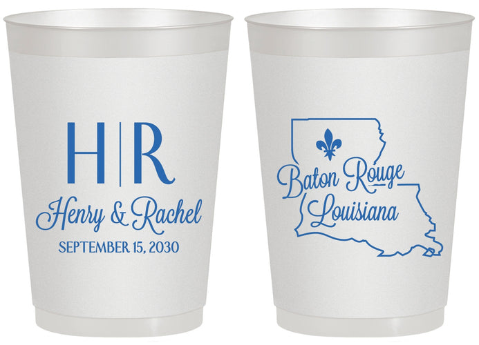 Personalized Wedding 20 oz Frosted Cups - Louisiana | 117