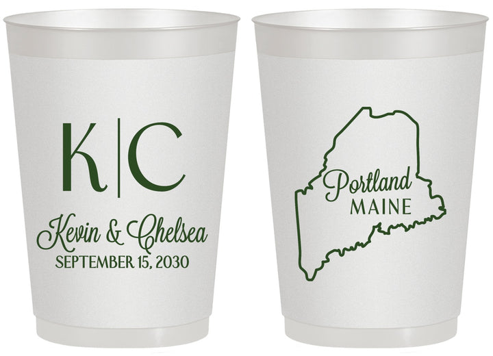 Personalized Wedding 20 oz Frosted Cups - Maine | 118