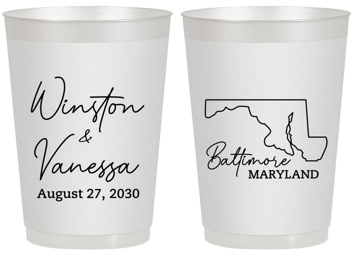 Personalized Wedding 20 oz Frosted Cups - Maryland | 119
