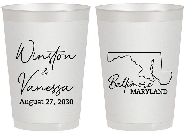 Personalized Wedding 20 oz Frosted Cups - Maryland | 119