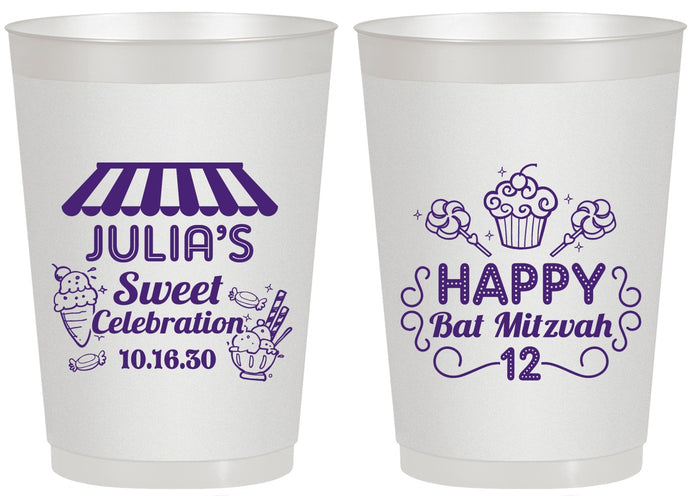 Personalized Bat Mitzvah 20 oz Frosted Cups - 12th Birthday Cupcake | 120010