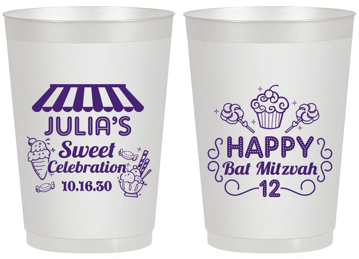 Personalized Bat Mitzvah 20 oz Frosted Cups - 12th Birthday Cupcake | 120010