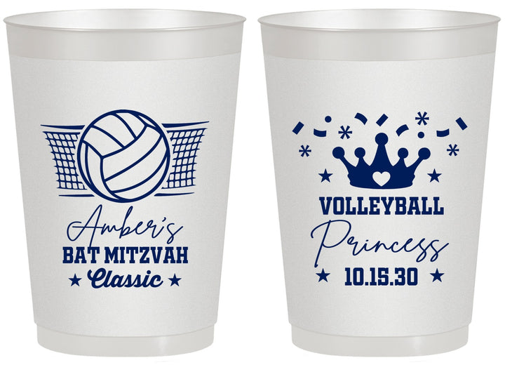 Personalized Bat Mitzvah 20 oz Frosted Cups - 12th Birthday Volleyball | 120015