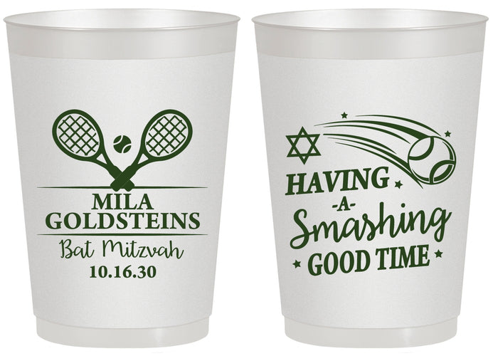 Personalized Bat Mitzvah 20 oz Frosted Cups - 12th Birthday Tennis | 120018