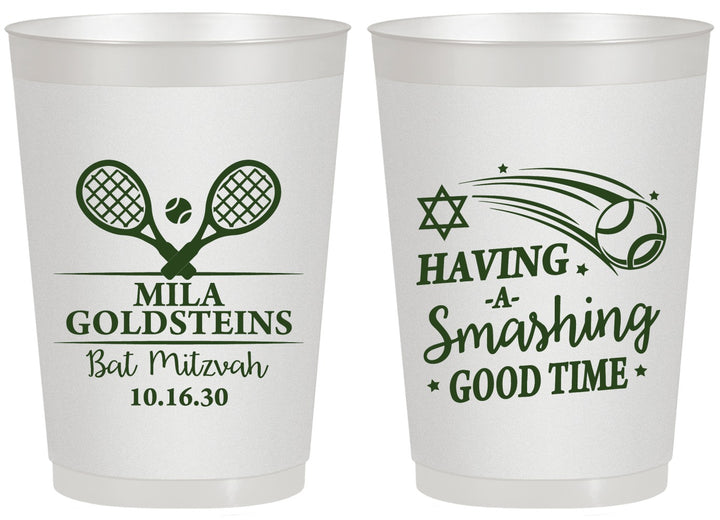 Personalized Bat Mitzvah 20 oz Frosted Cups - 12th Birthday Tennis | 120018