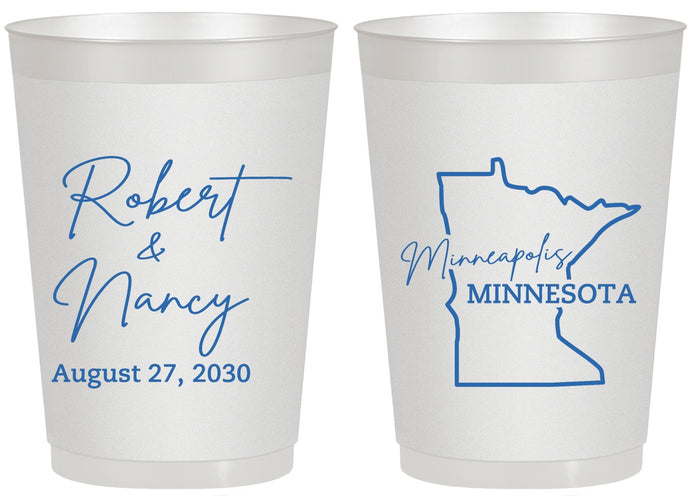 Personalized Wedding 20 oz Frosted Cups - Minnesota | 122