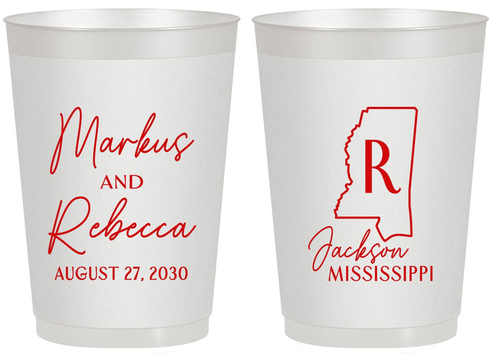 Personalized Wedding 20 oz Frosted Cups - Mississippi | 123