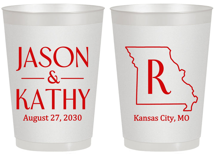 Personalized Wedding 20 oz Frosted Cups - Missouri | 124