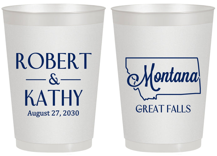 Personalized Wedding 20 oz Frosted Cups - Montana | 125