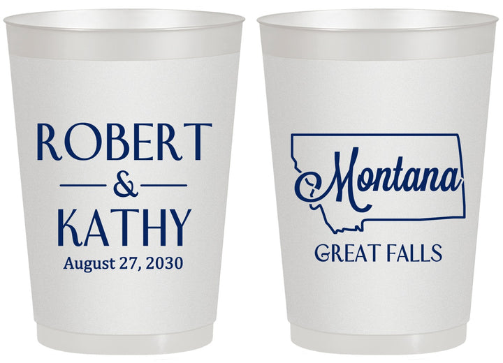 Personalized Wedding 20 oz Frosted Cups - Montana | 125