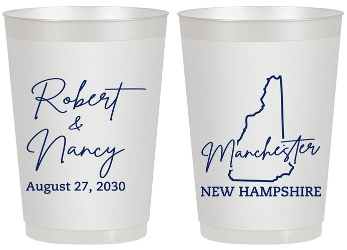 Personalized Wedding 20 oz Frosted Cups - New Hampshire | 128