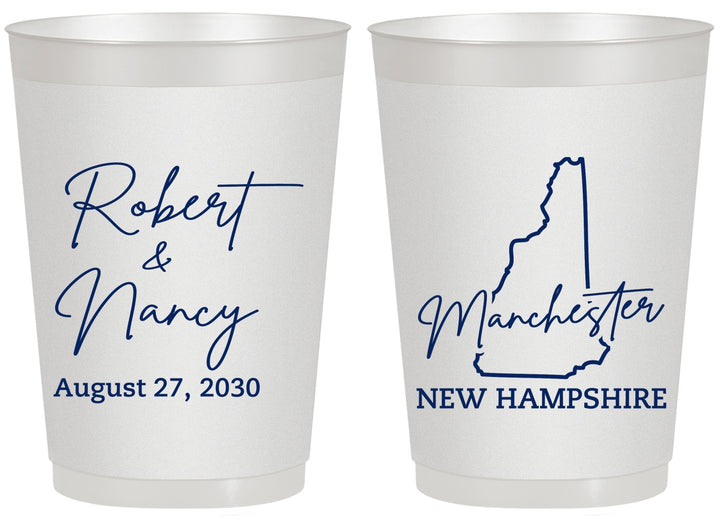 Personalized Wedding 20 oz Frosted Cups - New Hampshire | 128